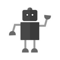 robot ii plat icône en niveaux de gris vecteur