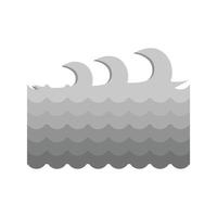 vagues i icône plate en niveaux de gris vecteur