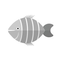 icône de poisson clown plat en niveaux de gris vecteur