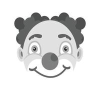 icône plate en niveaux de gris de visage de clown vecteur