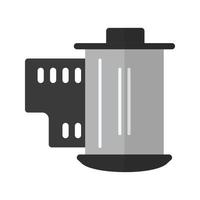 icône de bobine de film plat en niveaux de gris vecteur
