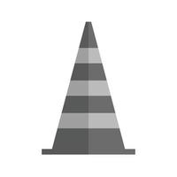 icône plate en niveaux de gris de cône de construction vecteur