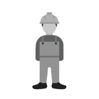 travailleur de la construction ii icône plate en niveaux de gris vecteur