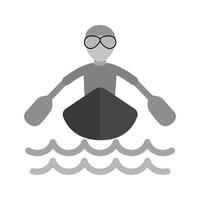 icône plate en niveaux de gris de personne d'aviron vecteur
