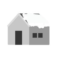 maison avec icône plate en niveaux de gris de neige vecteur