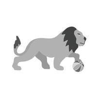 lion effectuant une icône en niveaux de gris plat vecteur