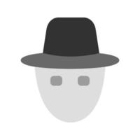 masque de hacker plat icône en niveaux de gris vecteur