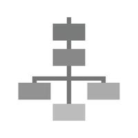 icône d'organigramme plat en niveaux de gris vecteur