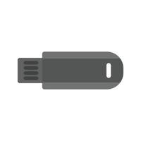 câble usb plat icône en niveaux de gris vecteur