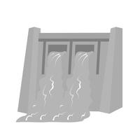icône plate en niveaux de gris du barrage d'eau vecteur