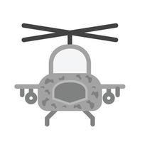 icône en niveaux de gris plat d'hélicoptère militaire vecteur