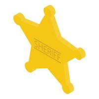 icône d'étoile de shérif d'or, style isométrique vecteur