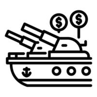 icône de navire de guerre commerciale, style de contour vecteur