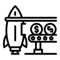 icône de ligne de charge d'argent de fusée, style de contour vecteur