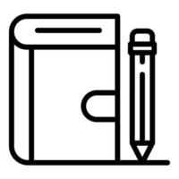 icône de stylo de livre, style de contour vecteur