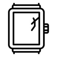 icône de smartwatch en verre craquelé, style de contour vecteur