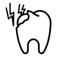 icône de dent et de foudre, style de contour vecteur
