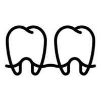 icône de deux dents, style de contour vecteur