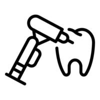 dentiste perce une icône de dent, style de contour vecteur