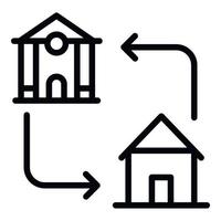 icône de logement hypothécaire, style de contour vecteur