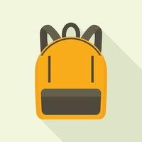 icône de sac à dos jaune, style plat vecteur