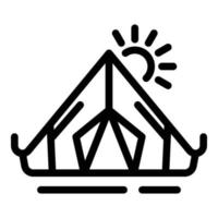 icône de tente de camping, style de contour vecteur
