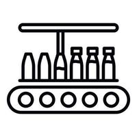bouteilles sur l'icône du convoyeur, style de contour vecteur