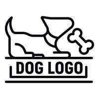chien avec logo en os, style de contour vecteur