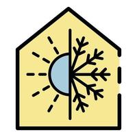 vecteur de contour de couleur d'icône de maison intelligente de contrôle climatique