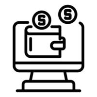 surveiller l'icône de portefeuille d'argent, style de contour vecteur