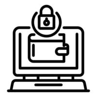 icône de portefeuille Web sécurisé, style de contour vecteur