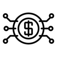 icône d'argent numérique sécurisé, style de contour vecteur