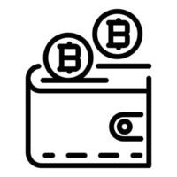 icône de portefeuille numérique bitcoin, style de contour vecteur