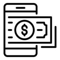 icône de prêt d'argent pour smartphone, style de contour vecteur