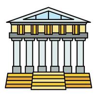 vecteur de contour de couleur icône temple grec