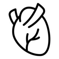 icône de coeur humain musculaire, style de contour vecteur