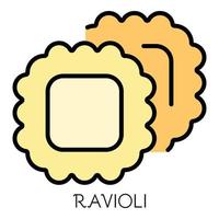 vecteur de contour couleur icône pâtes raviolis
