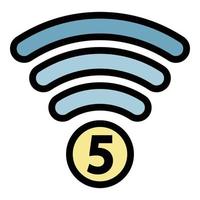 vecteur de contour de couleur d'icône de symbole de réseau 5g