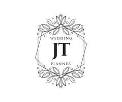 jt initiales lettre mariage monogramme logos collection, modèles minimalistes et floraux modernes dessinés à la main pour cartes d'invitation, réservez la date, identité élégante pour restaurant, boutique, café en image vectorielle vecteur