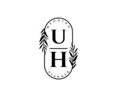 euh initiales lettre mariage monogramme logos collection, modèles minimalistes et floraux modernes dessinés à la main pour cartes d'invitation, réservez la date, identité élégante pour restaurant, boutique, café en image vectorielle vecteur