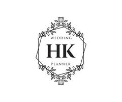 collection de logos de monogramme de mariage lettre initiales hk, modèles minimalistes et floraux modernes dessinés à la main pour cartes d'invitation, réservez la date, identité élégante pour restaurant, boutique, café en image vectorielle vecteur