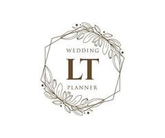 lt initiales lettre collection de logos de monogramme de mariage, modèles minimalistes et floraux modernes dessinés à la main pour cartes d'invitation, réservez la date, identité élégante pour restaurant, boutique, café en image vectorielle vecteur