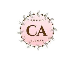 initiale ca logo féminin. utilisable pour les logos nature, salon, spa, cosmétique et beauté. élément de modèle de conception de logo vectoriel plat.