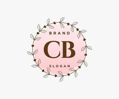 logo féminin cb initial. utilisable pour les logos nature, salon, spa, cosmétique et beauté. élément de modèle de conception de logo vectoriel plat.