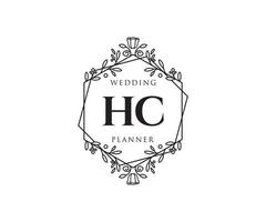 hc initiales lettre mariage monogramme logos collection, modèles minimalistes et floraux modernes dessinés à la main pour cartes d'invitation, réservez la date, identité élégante pour restaurant, boutique, café en image vectorielle vecteur