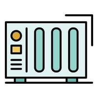 vecteur de contour de couleur d'icône de chauffage domestique électrique