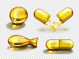capsules d'huile d'or, suppléments de vitamines, collagène vecteur
