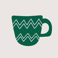 jolie tasse. tasse verte - illustration de style dessin animé moderne pour la conception graphique. icône du design scandinave minimaliste vecteur