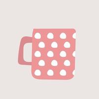 jolie tasse. tasse à pois rose - illustration de style dessin animé moderne pour la conception graphique. icône du design scandinave minimaliste vecteur