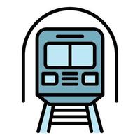 métro, train, icône, couleur, contour, vecteur
